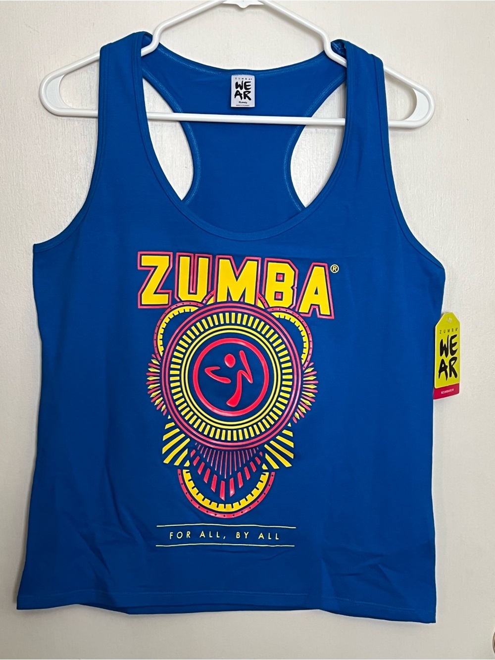 Zumba Fitness Royal Blue Tank with Neon Yellow and Hot Pink Graphic